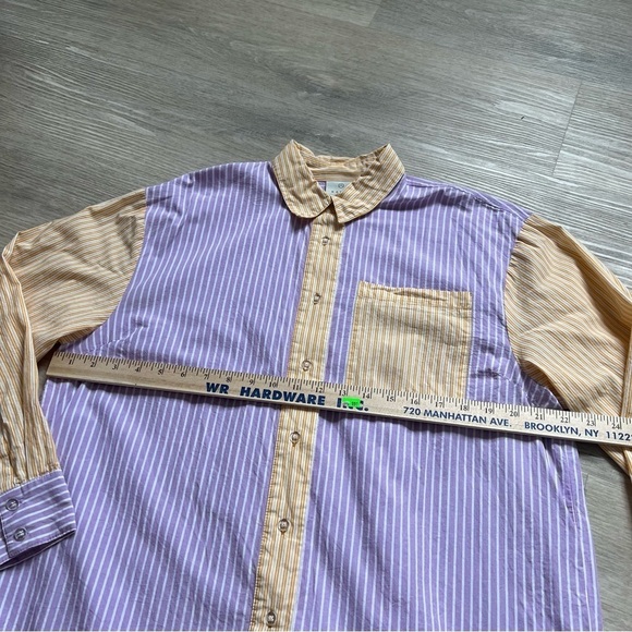 purple and orange striped button down - Picture 3 of 7